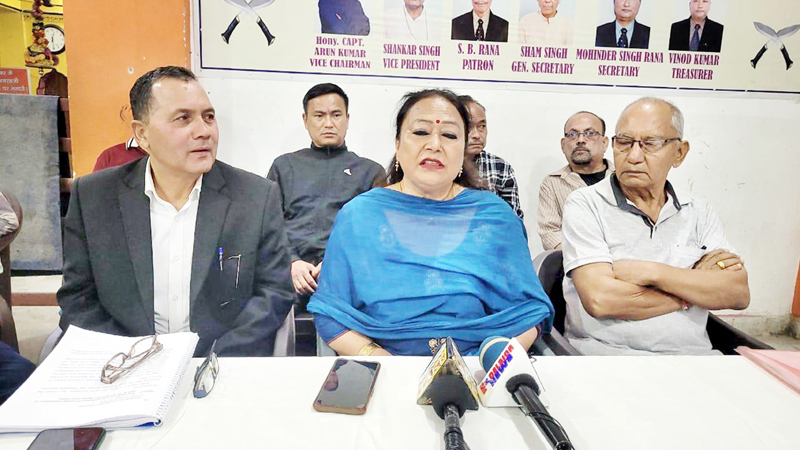 J&K Gorkha Sabha president addressing a press conference at Jammu on Saturday. J&K Gorkha Sabha president addressing a press conference at Jammu on Saturday.