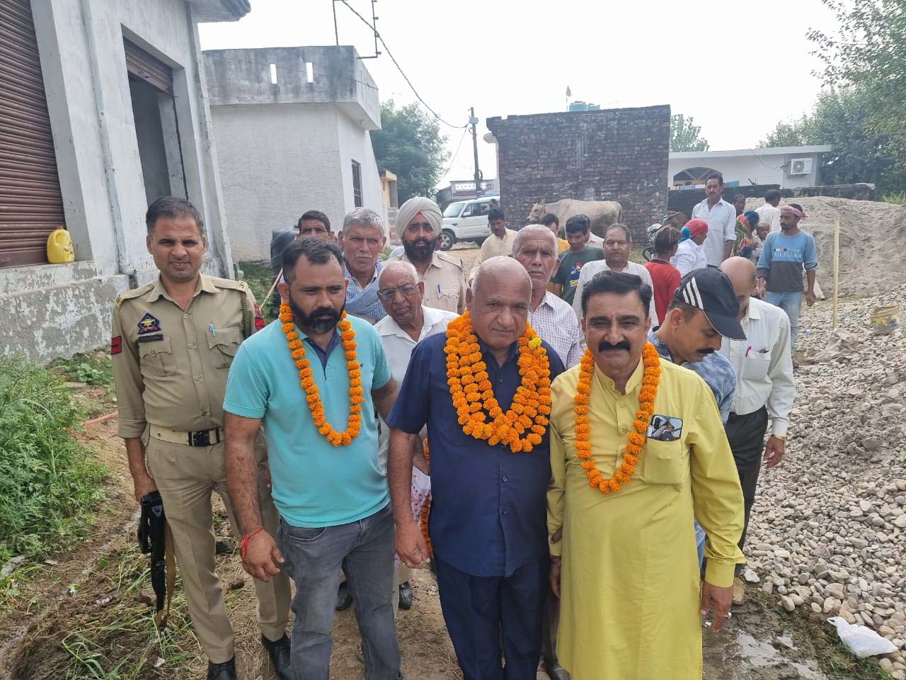 DDC chairman Bharat Bhushan starting road work at Domana on Monday. DDC chairman Bharat Bhushan starting road work at Domana on Monday.