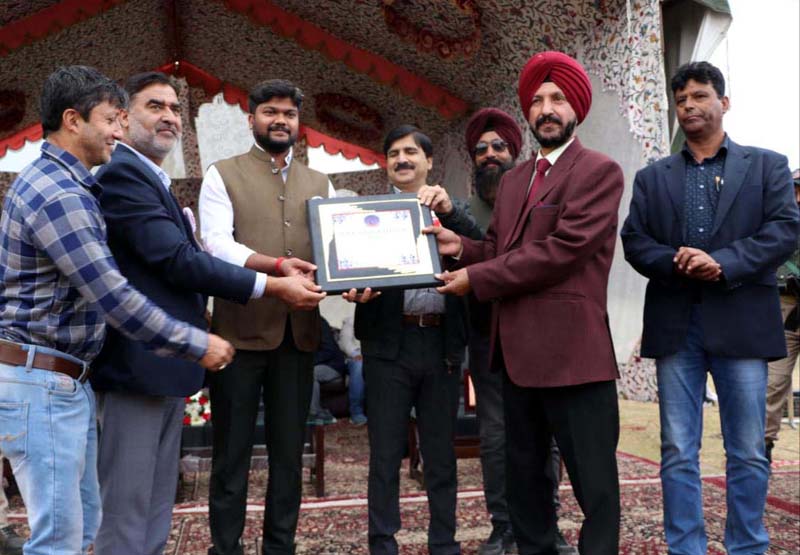 An official being awarded by Director Youth Services and Sports, Subash Chander Chibber at Ganderbal on Wednesday. An official being awarded by Director Youth Services and Sports, Subash Chander Chibber at Ganderbal on Wednesday.