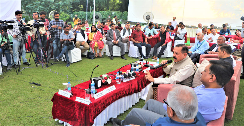 Union Minister Dr Jitendra Singh holding a media interaction over Diwali high-tea at his New Delhi residence on Tuesday. Union Minister Dr Jitendra Singh holding a media interaction over Diwali high-tea at his New Delhi residence on Tuesday.