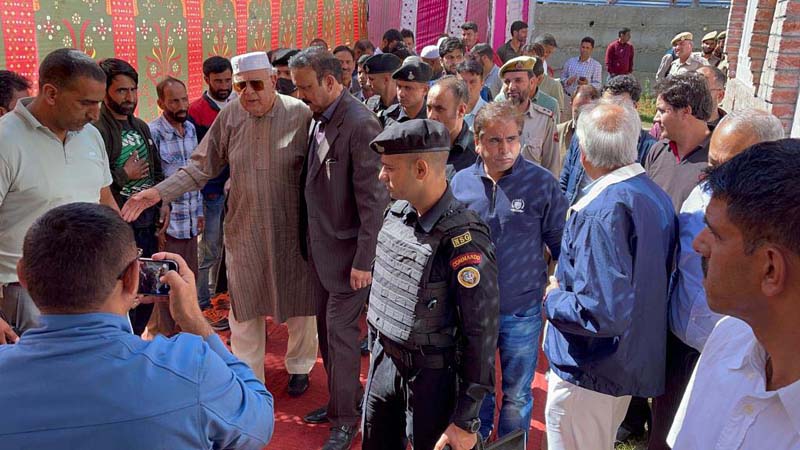 NC president Dr Farooq Abdullah at a party function on Monday.