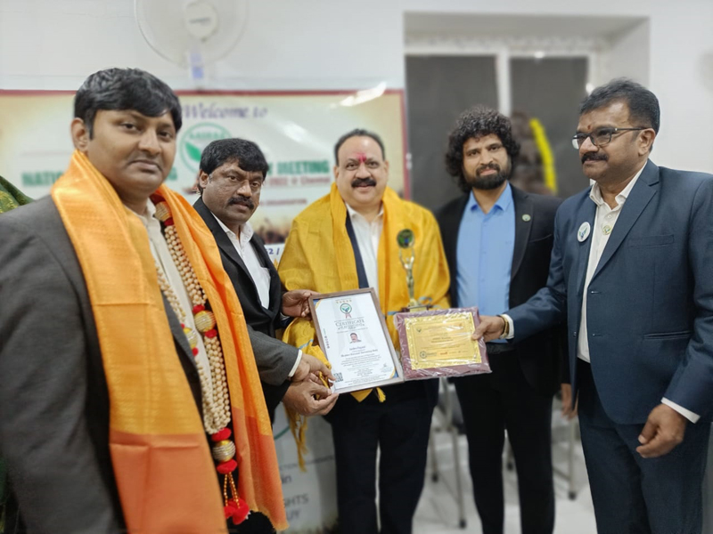 Jaideep Rajwal being honored by the AASRAA team at their Governing Body meeting in Chennai.