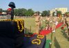 ADGP Mukesh Singh taking salute during rehearsal of Police Commemoration Day Parade in Jammu on Wednesday.