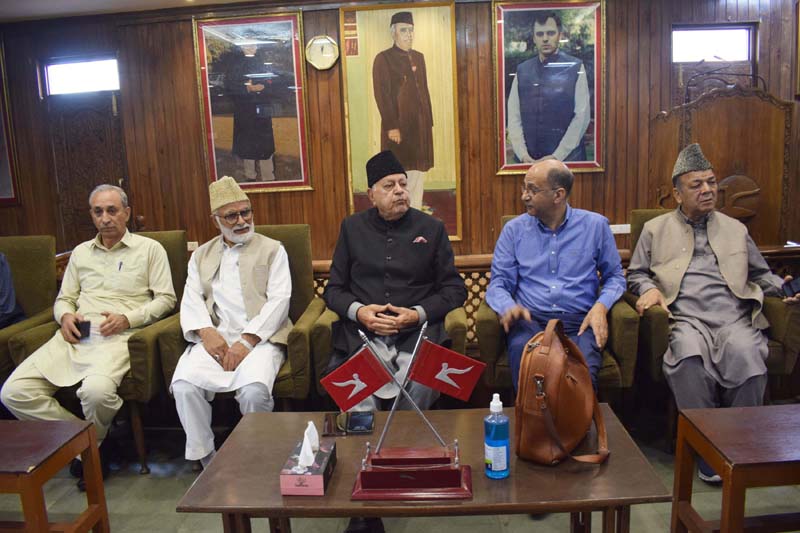 NC president Dr Farooq Abdullah presiding over working committee meeting of district Budgam at party office in Srinagar. NC president Dr Farooq Abdullah presiding over working committee meeting of district Budgam at party office in Srinagar.