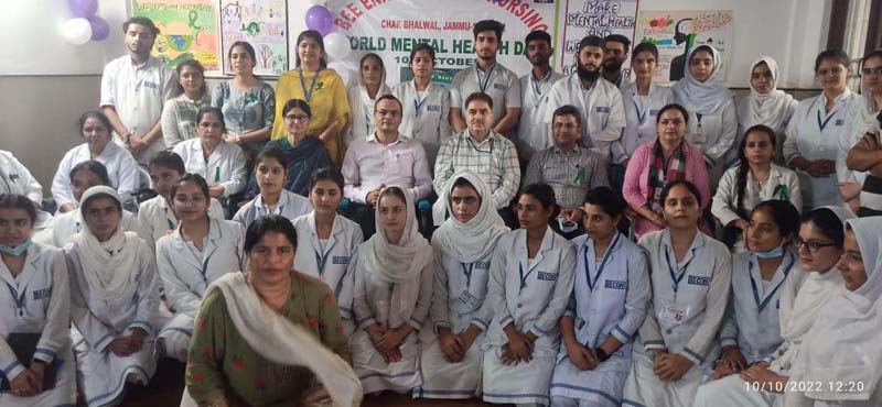 Faculty and students observing World Mental Health Day at Psychiatric hospital in Jammu on Monday. Faculty and students observing World Mental Health Day at Psychiatric hospital in Jammu on Monday.