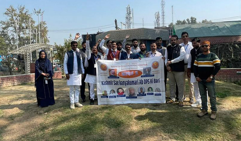 NOPRUF office bearers during start of ‘Nayay Yatra’ from Lal Chowk, Srinagar. NOPRUF office bearers during start of ‘Nayay Yatra’ from Lal Chowk, Srinagar.