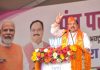 BJP National President J P Nadda addressing Panch Parmeshwar Sammelan at Ram Leela Maidan in New Delhi on Sunday. (UNI)