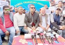 Kargil transporters addressing a press conference on Monday.