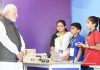 Prime Minister Narendra Modi visiting Mission Schools of Excellence campus at Adalaj in Gandhinagar on Wednesday. (UNI)