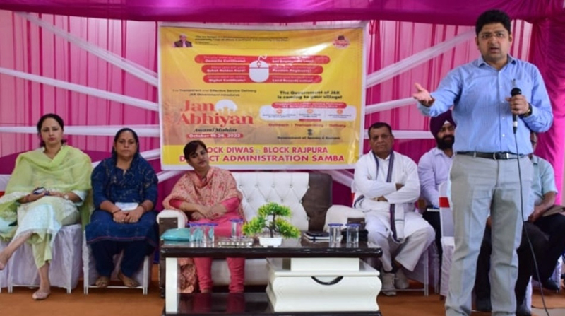 Secy Planning, Dr Raghav Langer addressing a gathering at Samba. Secy Planning, Dr Raghav Langer addressing a gathering at Samba.