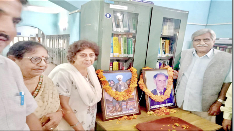 Tribute being paid to founders of Gandhi Memorial College by dignitaries at College campus Raipur in Jammu on Sunday. Tribute being paid to founders of Gandhi Memorial College by dignitaries at College campus Raipur in Jammu on Sunday.