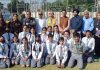 JMC Mayor Rajinder Sharma posing with students at Channi Himmat, Jammu on Friday.