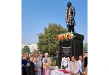 LG Manoj Sinha and others paying tribute to GL Dogra on his death anniversary on Sunday.
