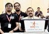 Union Minister Dr Jitendra Singh, flanked by StartUp “Skyroot” co-founders Pawan and Bharat, speaking after launch of first ever private Rocket “Vikram” at Sriharikota on Friday.