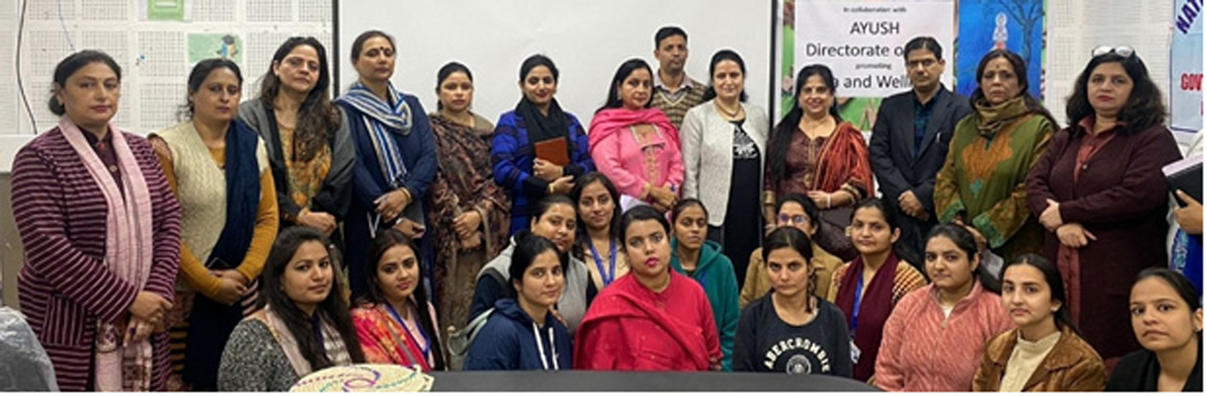 Officers from AYUSH Directorate with students and staff of Government College of Education Jammu posing for a group photograph during a function on Tuesday. Officers from AYUSH Directorate with students and staff of Government College of Education Jammu posing for a group photograph during a function on Tuesday.