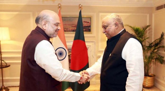 Union Home Minister Amit Shah met Asaduzzaman Khan, Home Minister of Bangladesh on the sidelines of the ‘No Money for Terror’ conference.
