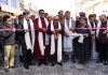 LG Ladakh R K Mathur inaugurating a stall in Leh on Monday.