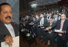 Union Minister Dr Jitendra Singh addressing the inaugural session of 25th National Conference on e-governance at Katra on Saturday. -Excelsior/Romesh Mengi