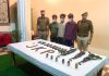 Three JeM operatives in police custody at Jammu on Wednesday.