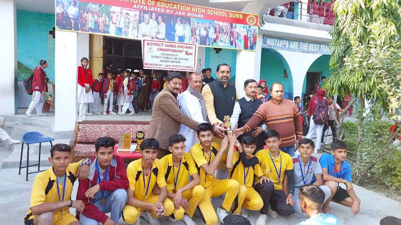 Winning team being awarded with trophy at Sumb in Samba on Tuesday. Winning team being awarded with trophy at Sumb in Samba on Tuesday.