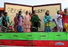 Students performing during the fest at BOMIS in Jammu on Saturday.