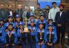 KV Jodhpur team posing for a group photograph alongwith DC Vishesh Paul Mahajan and SSP Abdul Qayoom at Doda on Tuesday.