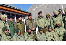 ADGP Ladakh with officers and jawans during visit to Kargil areas.