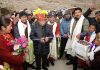 LG Ladakh RK Mathur along with other dignitaries inaugurating motorable bridge at Zer-thang in Khaltse sub-division in Leh district.