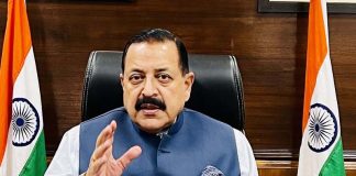 Union Minister Dr Jitendra Singh briefing the media about maiden private launch of Rocket "Vikram", on Wednesday.