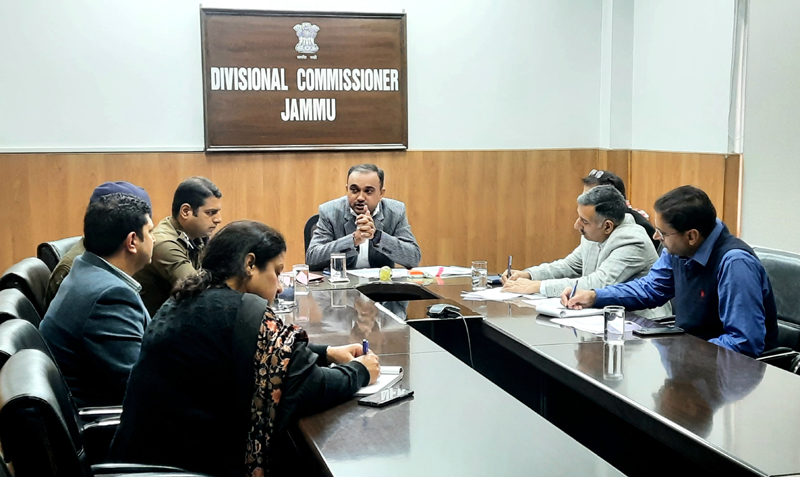 Div Com Jammu Ramesh Kumar chairing a meeting at Jammu. Div Com Jammu Ramesh Kumar chairing a meeting at Jammu.