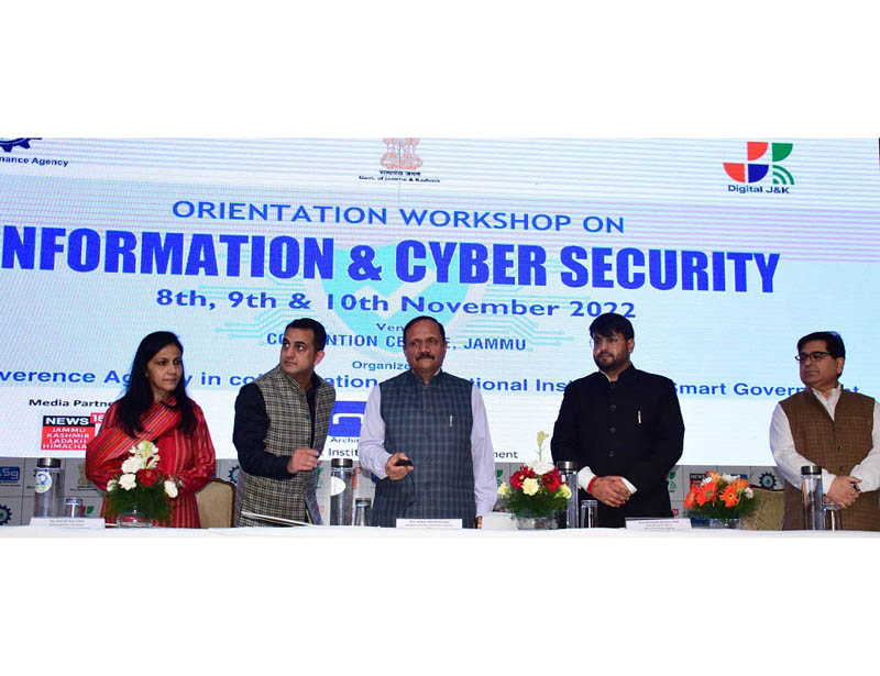 Advisor Bhatnagar inaugurating three day workshop on ‘Information and Cyber Security’ at Convention Centre Jammu on Tuesday. Advisor Bhatnagar inaugurating three day workshop on ‘Information and Cyber Security’ at Convention Centre Jammu on Tuesday.