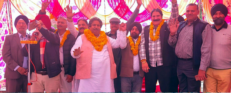page5-3 JKPCC working president Raman Bhalla during meeting in Gangyal area of Jammu on Sunday.