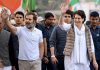 Congress leader Rahul Gandhi with his sister and the party general secretary Priyanka Gandhi Vadra during the Bharat Jodo Yatra in Khandwa, Madhya Pradesh on Thursday. (UNI)