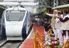 Prime Minister Narendra Modi flags off south Indias first Vande Bharat Express train, connecting Mysuru and Chennai via Bengaluru, at KSR railway station in Bengaluru on Friday.