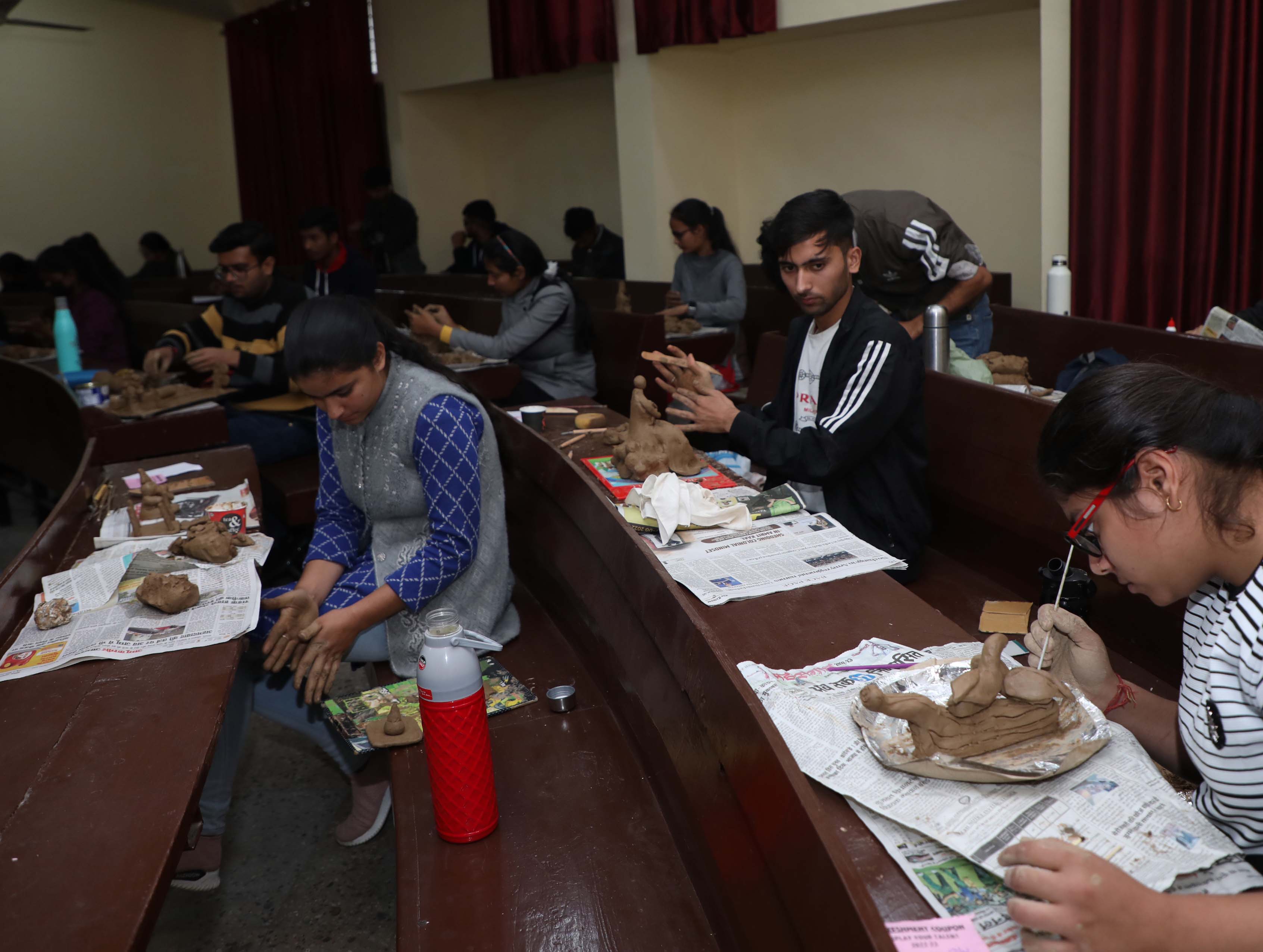 Students participating in Clay Modelling contest during Display Your Talent at JU on Saturday. -Excelsior/Rakesh Students participating in Clay Modelling contest during Display Your Talent at JU on Saturday. -Excelsior/Rakesh