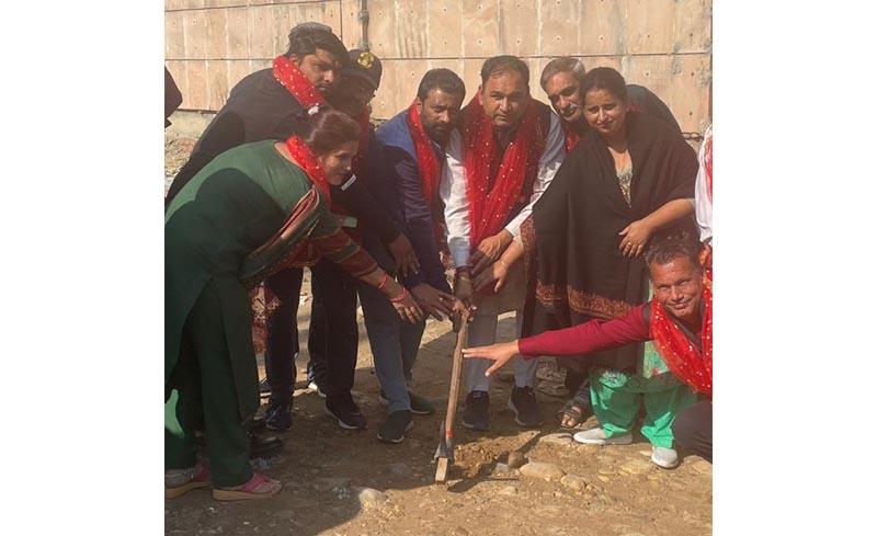 BJP leader, Jeet Angral starting road up-gradation work at Krishna Nagar in Jammu on Thursday. BJP leader, Jeet Angral starting road up-gradation work at Krishna Nagar in Jammu on Thursday.
