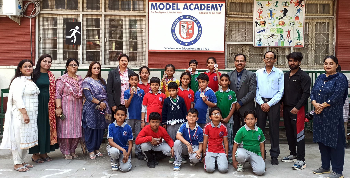 Winners and faculty members of Model Academy posing for a group photograph on Thursday. Winners and faculty members of Model Academy posing for a group photograph on Thursday.