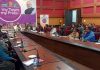 Mayor Jammu, Rajinder Sharma chairing a meeting at Conference Hall of JMC on Monday.