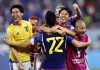 Japan team players celebrate after beating Spain by 2-1 in the FIFA World Cup 2022, at Khalifa International Stadium in Al Rayyan on Friday.