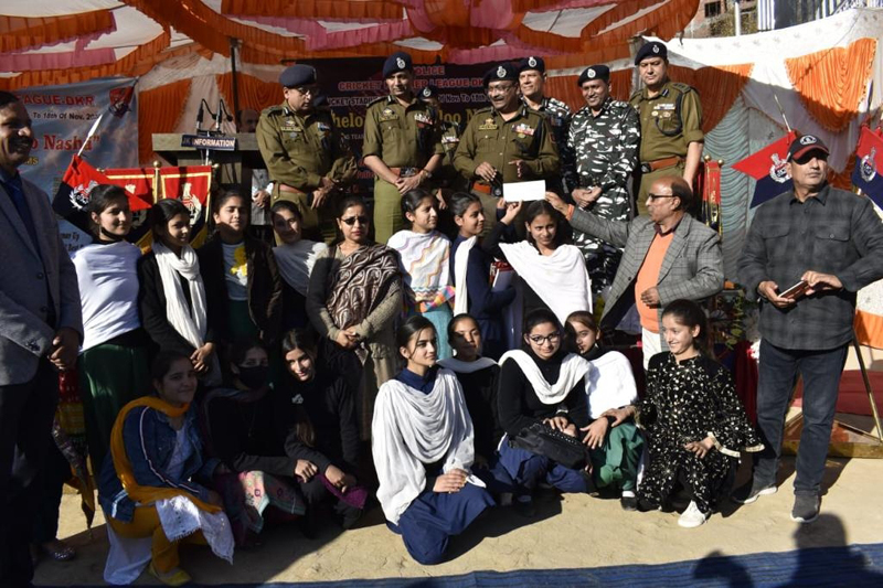 DGP Dilbag Singh posing for a group photograph with players and other dignitaries at Doda on Saturday.