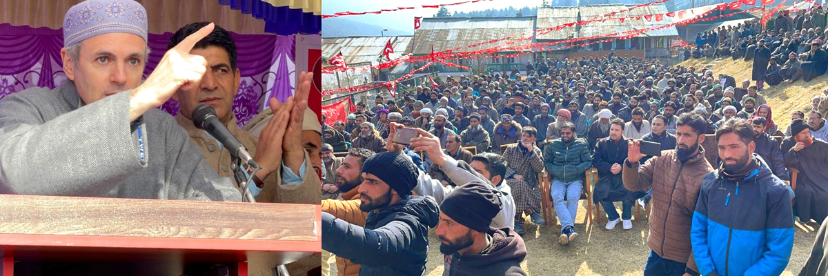 NC vice president Omar Abdullah addressing a rally at Pahalgam on Wednesday. NC vice president Omar Abdullah addressing a rally at Pahalgam on Wednesday.
