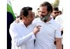 Congress leader Rahul Gandhi with former Madhya Pradesh Chief Minister Kamal Nath during the party's Bharat Jodo Yatra, in Lala Khedi village, Madhya Pradesh on Sunday. (UNI)