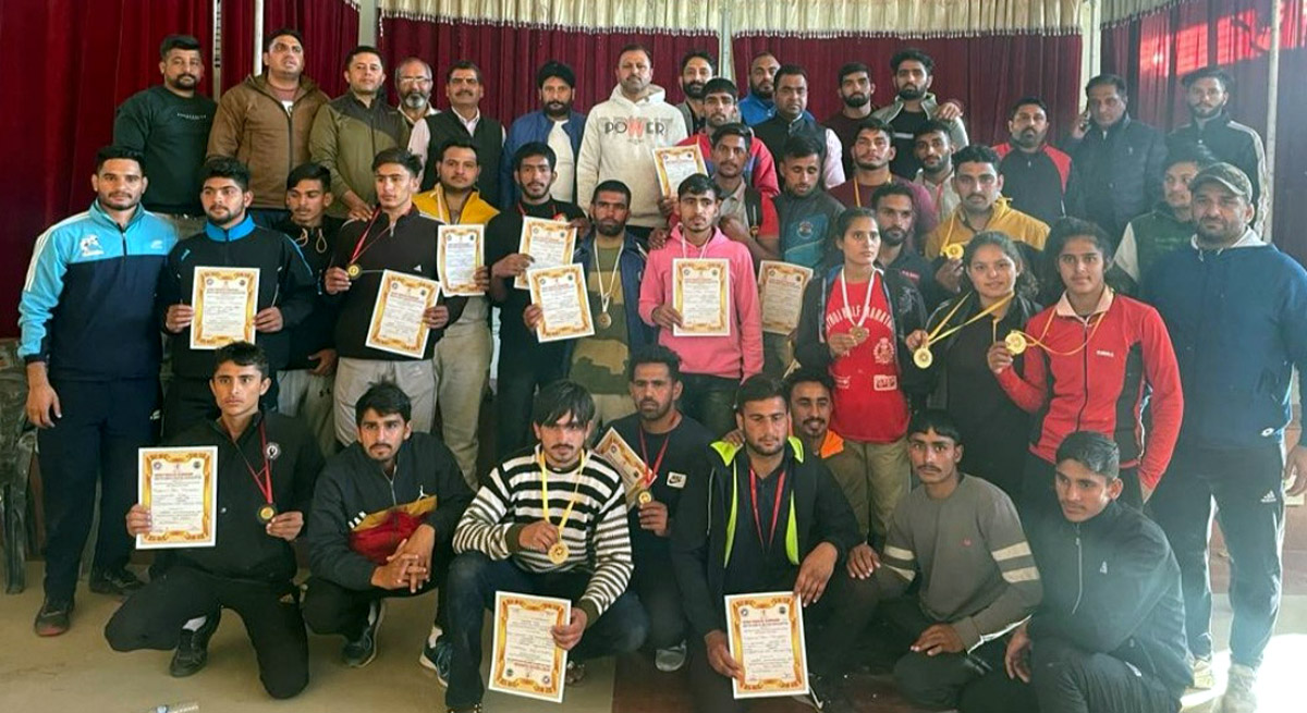 Winners posing for a group photograph at Kathua on Sunday.