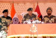 IG BSF Jammu D K Boora addressing a press conference in Jammu on Wednesday. -Excelsior/Rakesh