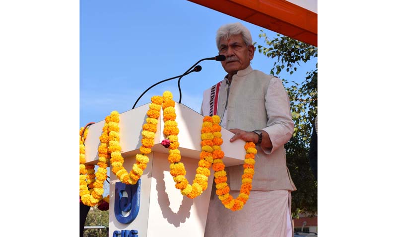 LG Manoj Sinha addressing a function at Central University of Gujarat on Friday. LG Manoj Sinha addressing a function at Central University of Gujarat on Friday.