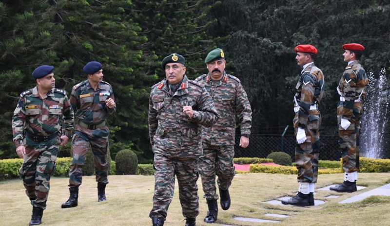 GOC Nagrota 16 Corps Lt Gen Sandeep Jain in Rajouri sector on Thursday. GOC Nagrota 16 Corps Lt Gen Sandeep Jain in Rajouri sector on Thursday.