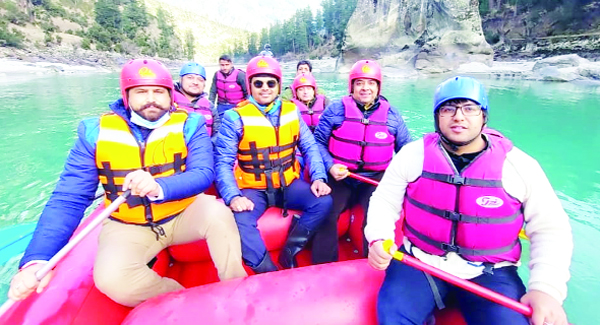 Rafters enjoying rafting in Chenab river at Gulab Garh in Kishtwar on Saturday. Rafters enjoying rafting in Chenab river at Gulab Garh in Kishtwar on Saturday.