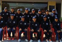 J&K U-19 Women's cricket team posing for a photograph at DY Patil Cricket Ground, Ambi in Pune.