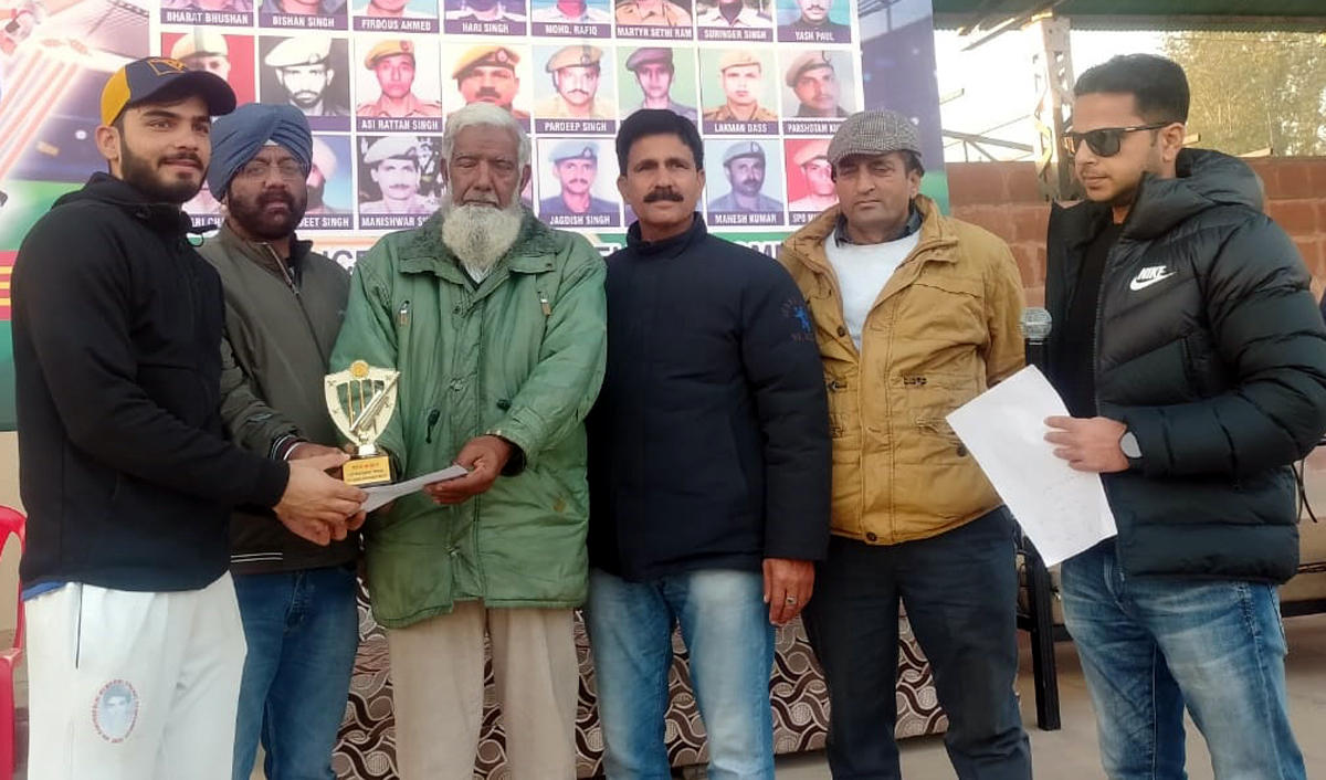 Man of the match award being presented to a player at Kathua on Thursday. Man of the match award being presented to a player at Kathua on Thursday.