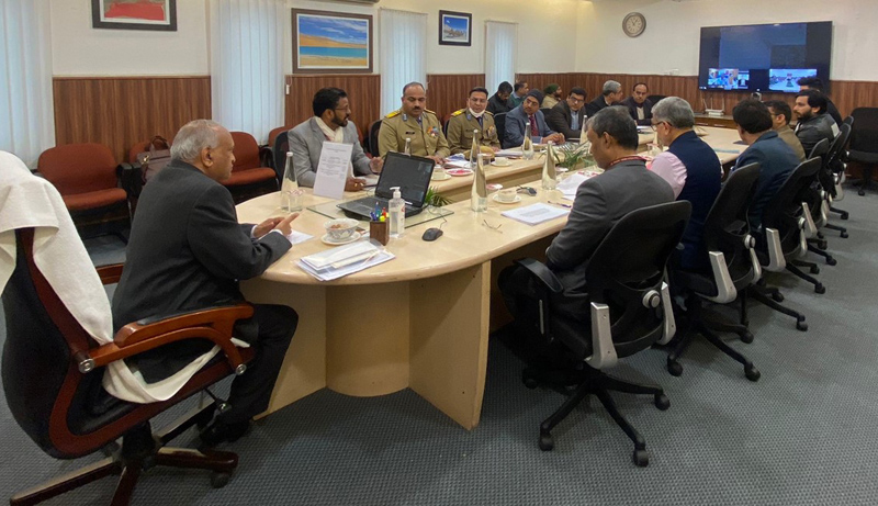 LG Mathur chairing a meeting at Leh. LG Mathur chairing a meeting at Leh.